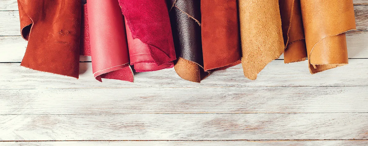 Selection of premium materials including wood and leather samples
